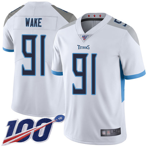 Tennessee Titans Limited White Men Cameron Wake Road Jersey NFL Football #91 100th Season Vapor Untouchable->tennessee titans->NFL Jersey